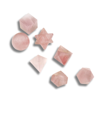 rose quartz geometric crystal set manufacturer supplier wholesaler exporter jaipur rajasthan india h s r export